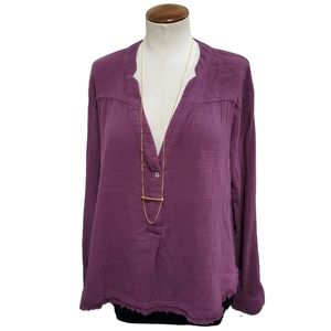 Free People Urban Outfitters Guaze Cotton Oversized V-Neck Swing Shirt Purple S